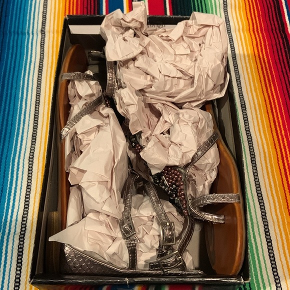 Rampage gladiator beaded pewter strappy sandals Jemmy style - Picture 2 of 5